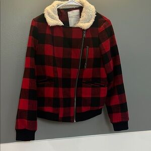 Aeropostale Red and Black Checkered Jacket